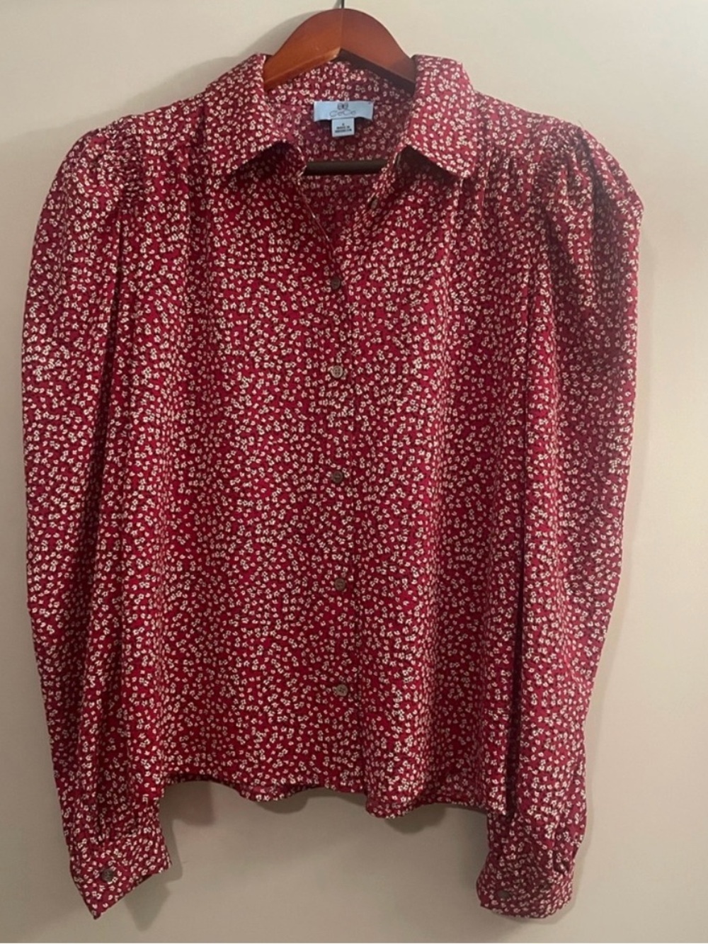 CeCe button up floral blouse